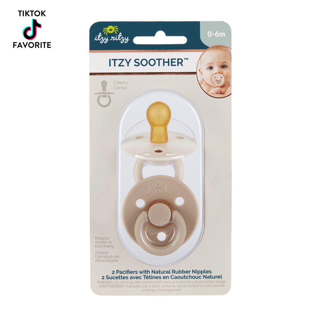 Itzy Soother™ Natural Rubber Paci Sets: Coconut + Toast 0-6M