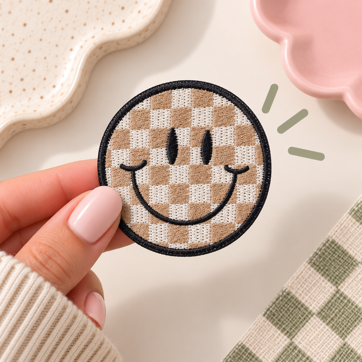 Embroidery Badge - Checkered Smile