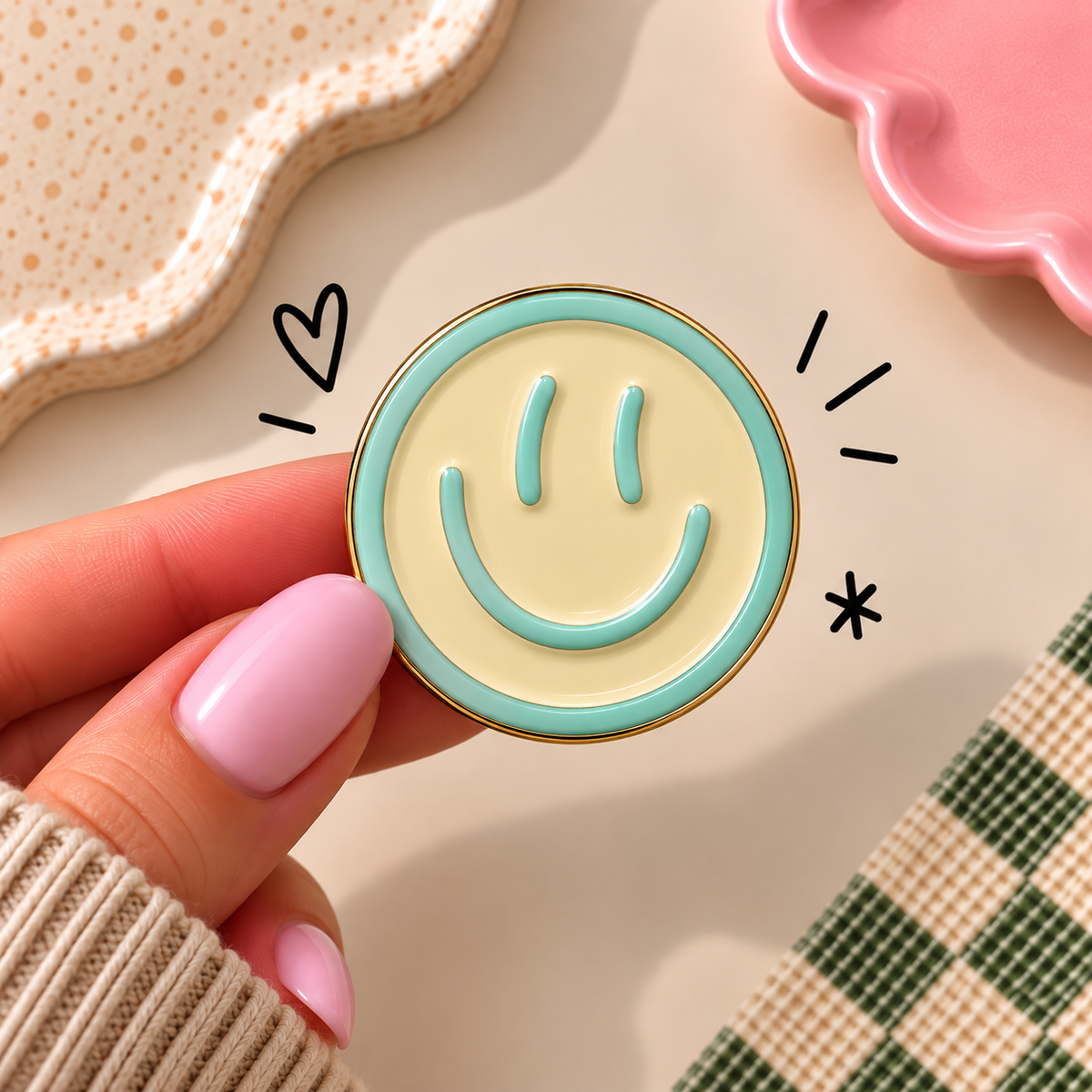 Enamel Pin - Teal Smiley