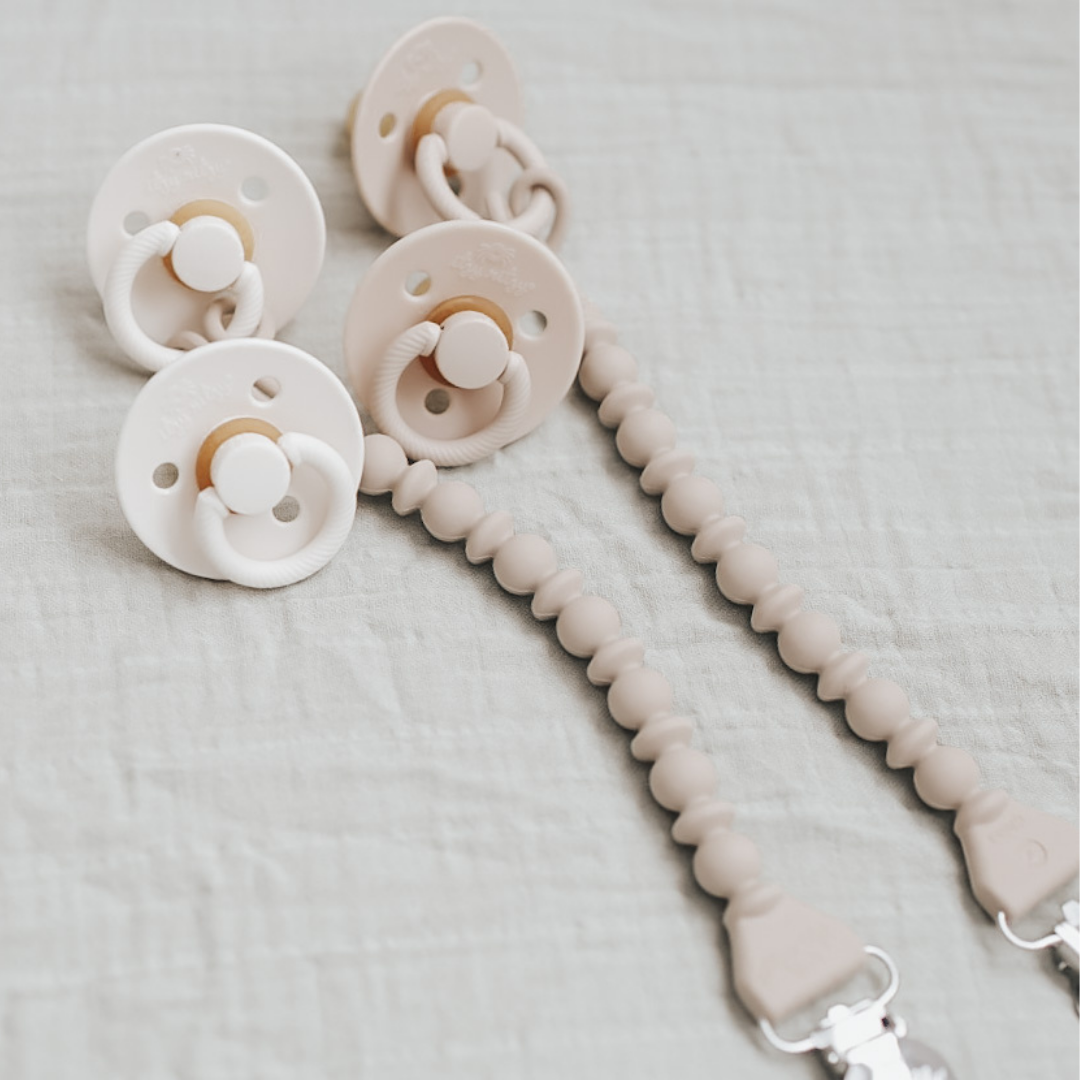 Itzy Soother™ Natural Rubber Paci Sets: Coconut + Toast 0-6M