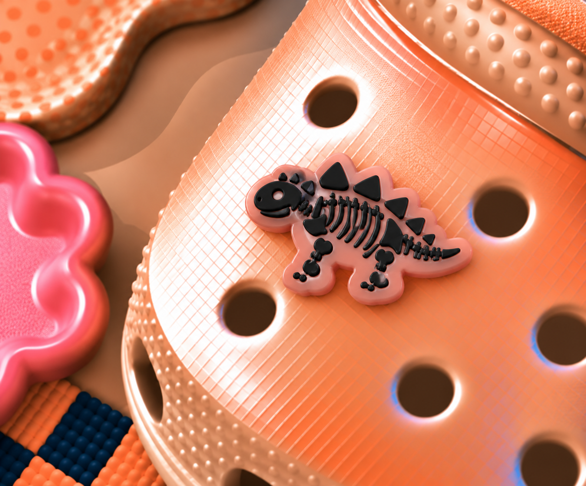 CROC Charm - Glow in the dark - Stegosaurus 2  (black)