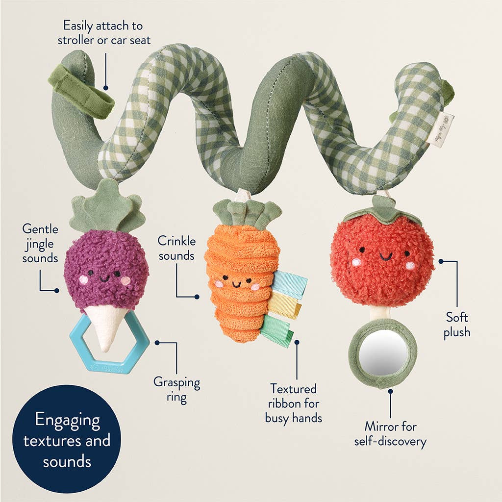 Itzy Bitzy Spiral Car Seat Activity Toy: Veggie