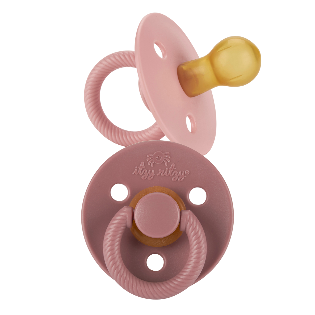 Itzy Soother™ Natural Rubber Paci Sets: Blossom + Rosewood 6-18 M