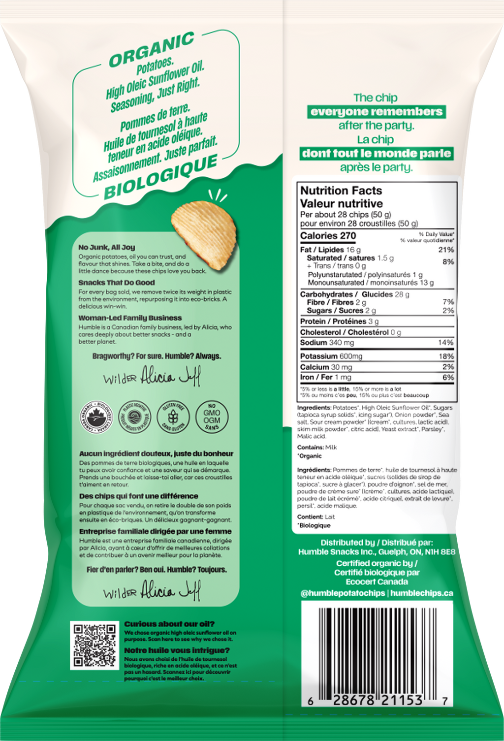 Rumbles Sour Cream & Onion Organic Potato Chips
