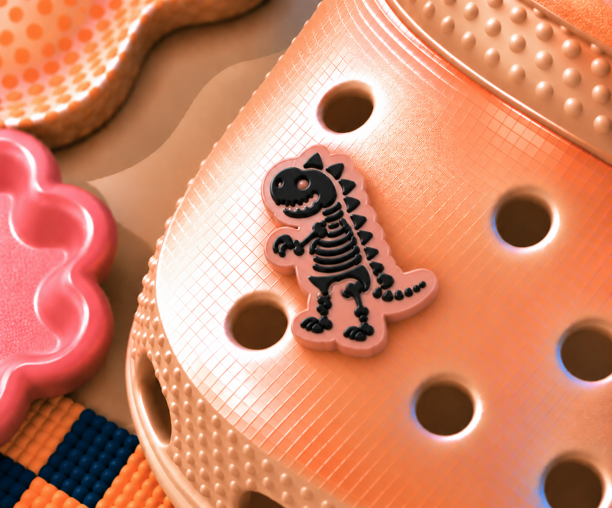 CROC Charm - Glow in the dark - Dino  (black)