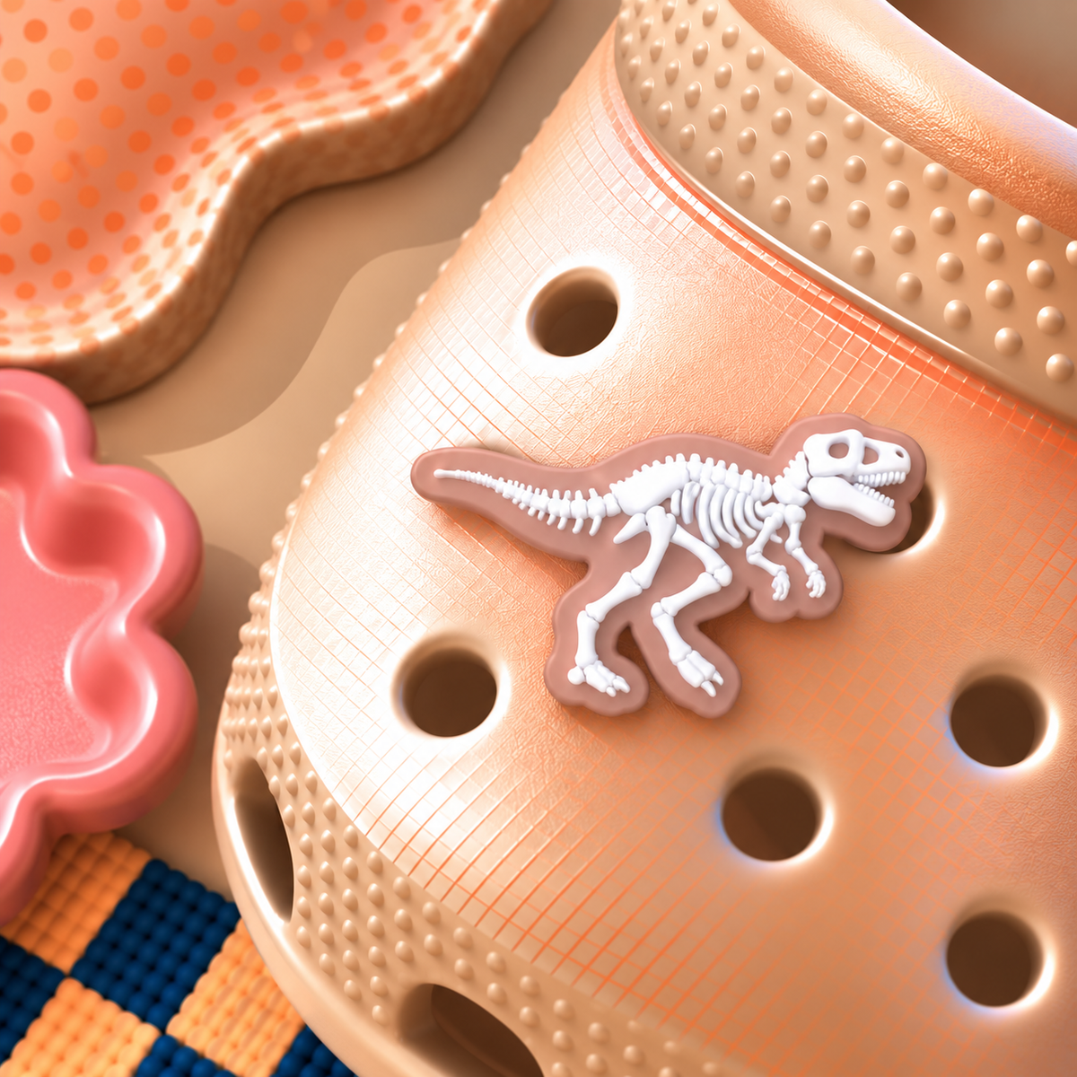 CROC Charm - Glow in the dark - T Rex (white)