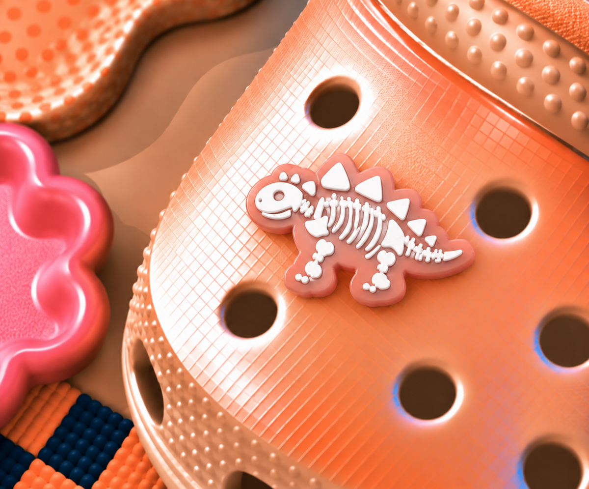 CROC Charm - Glow in the dark - Stegosaurus 2  (white)