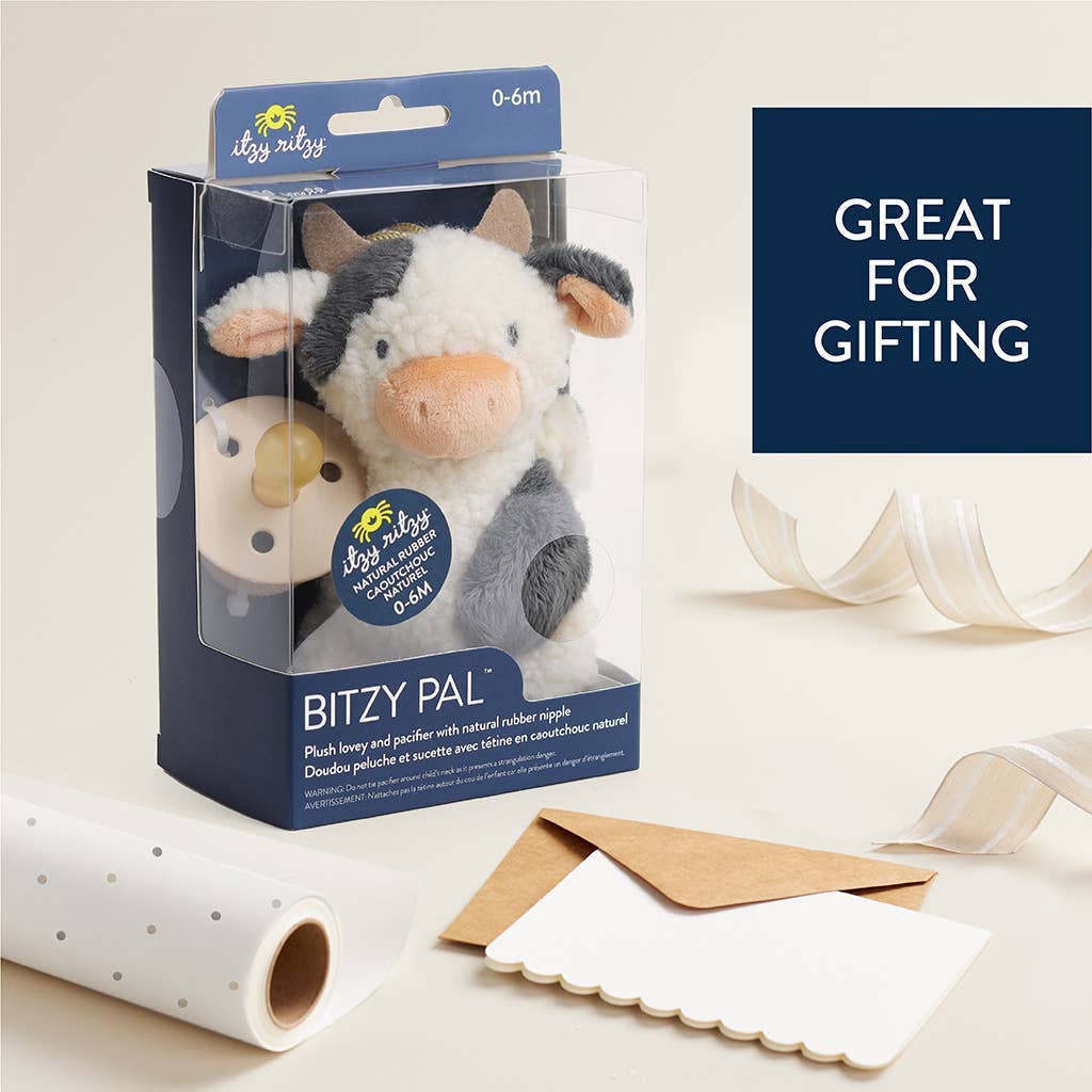 Bitzy Pal Natural Rubber Pacifier & Plush: Cow