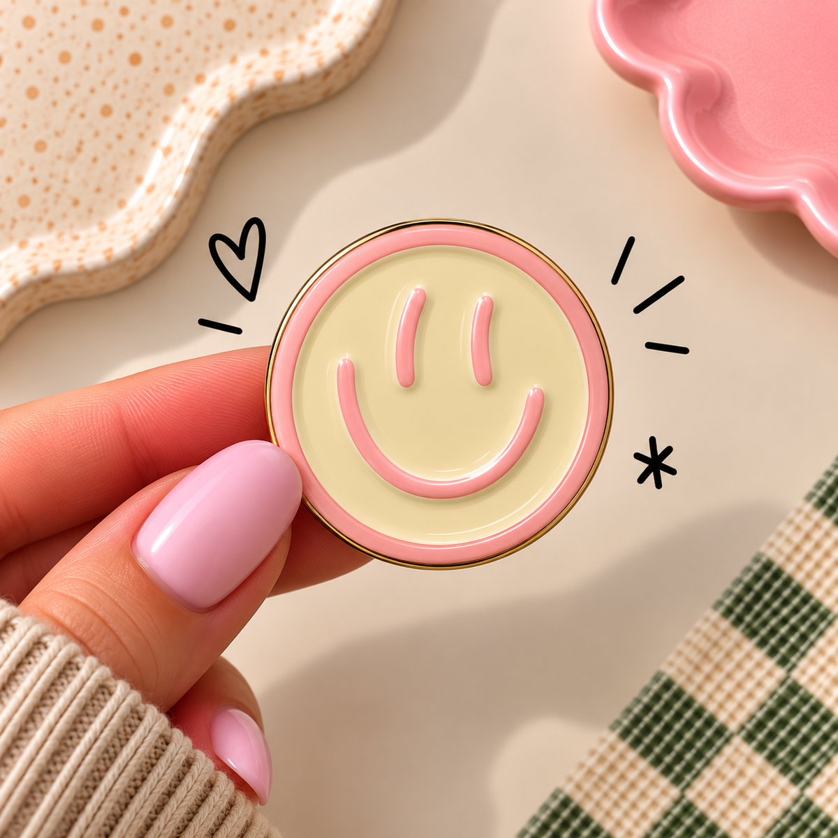 Enamel Pin - Coral Smiley