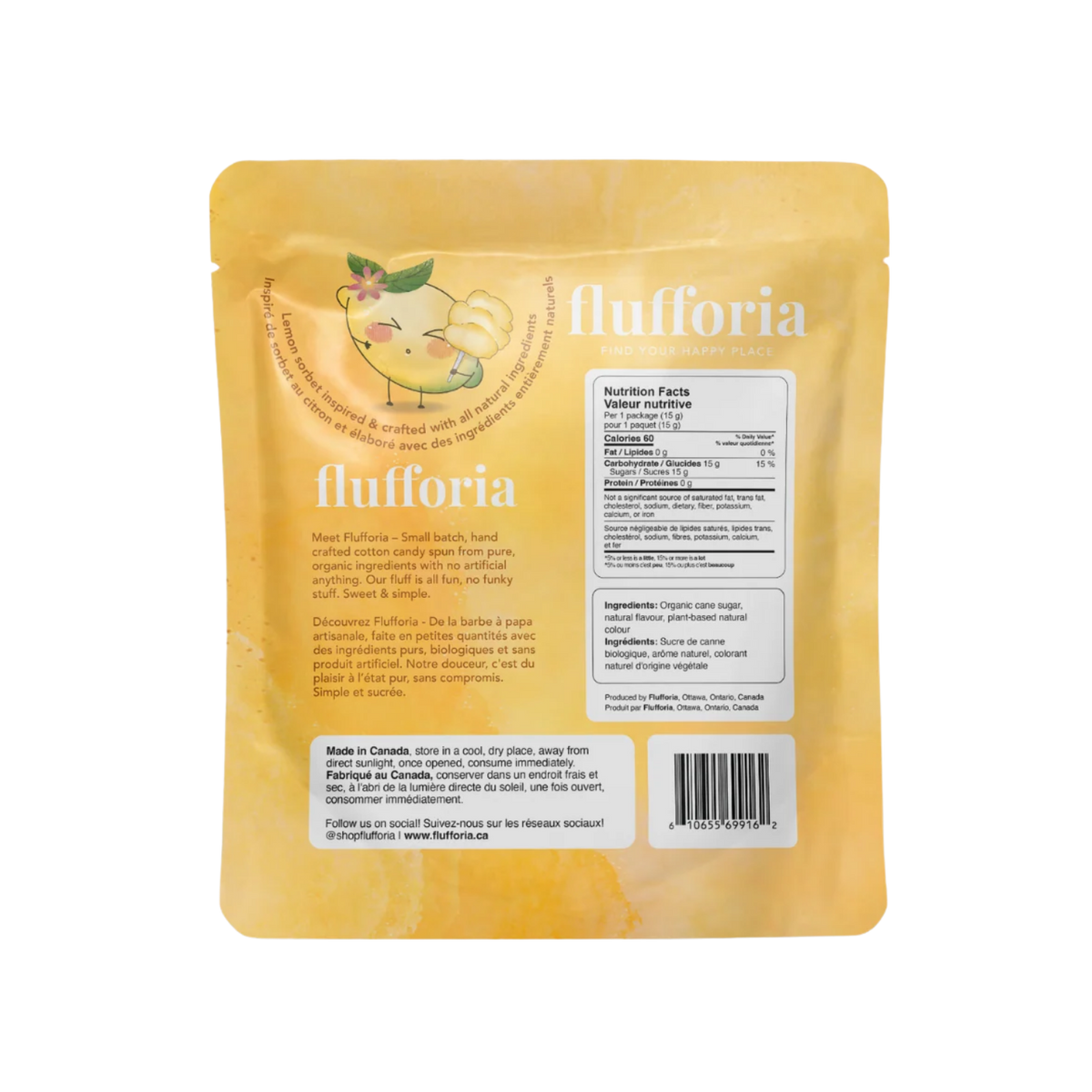 FLUFFORIA: Lemona Sorbet Organic Cotton Candy