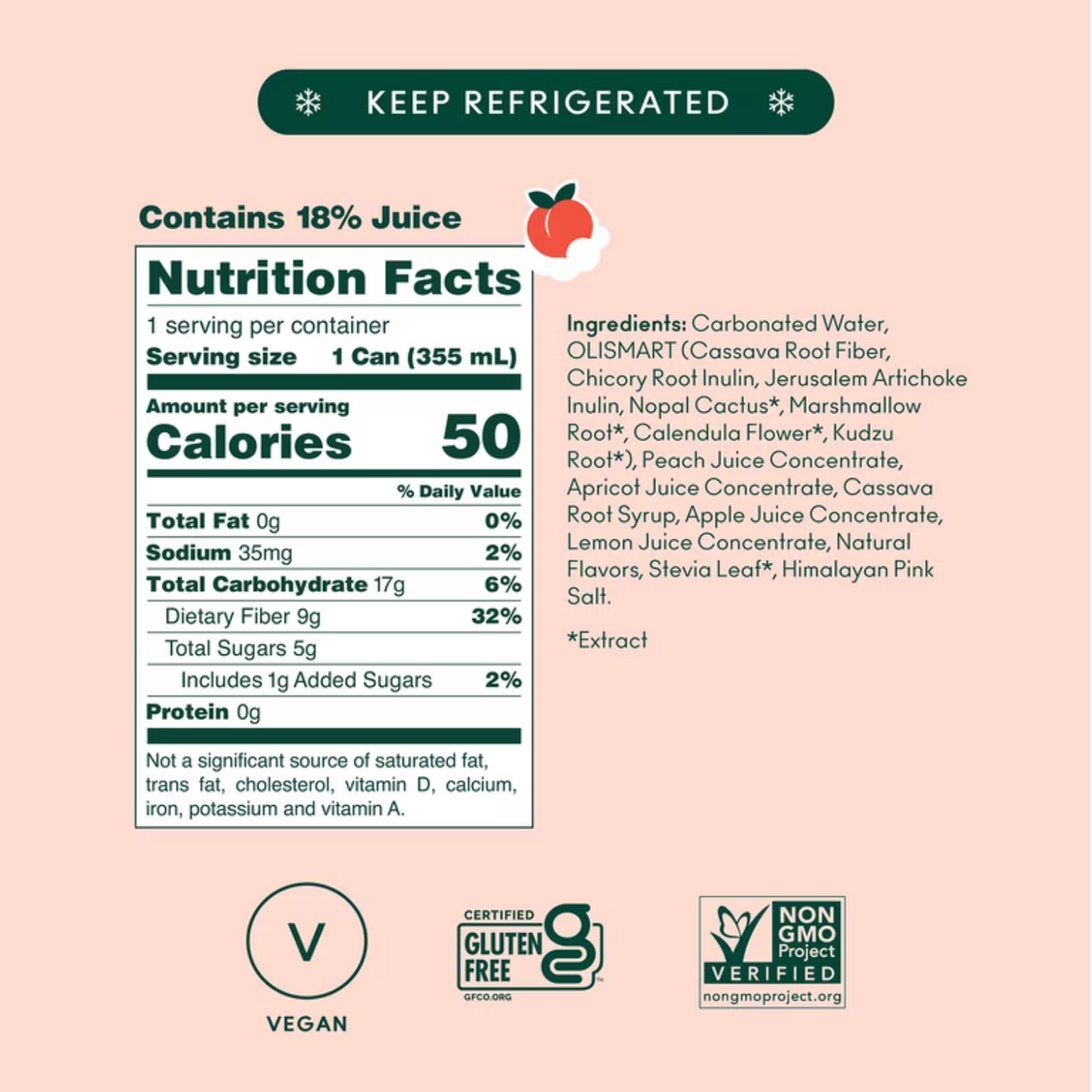 OLIPOP: Prebiotic Soda, Peaches & Cream